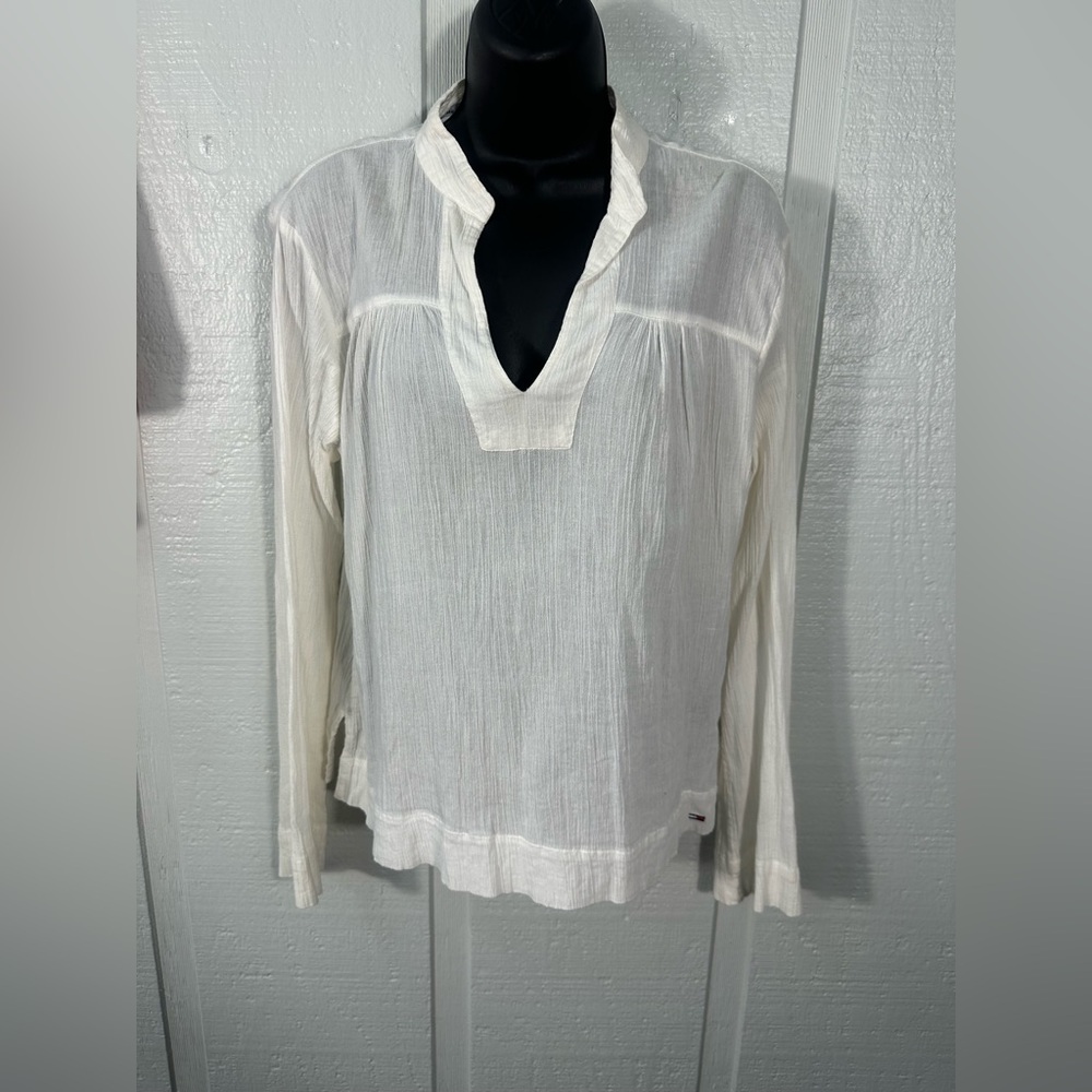Tommy Hilfiger White  Long Sleeve Top Size Large EUC